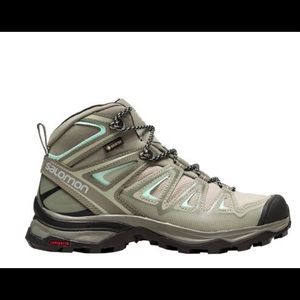 Salomon x ultra 3 mid gtx hiking boot in shadow/ castor gray/ beach glass!